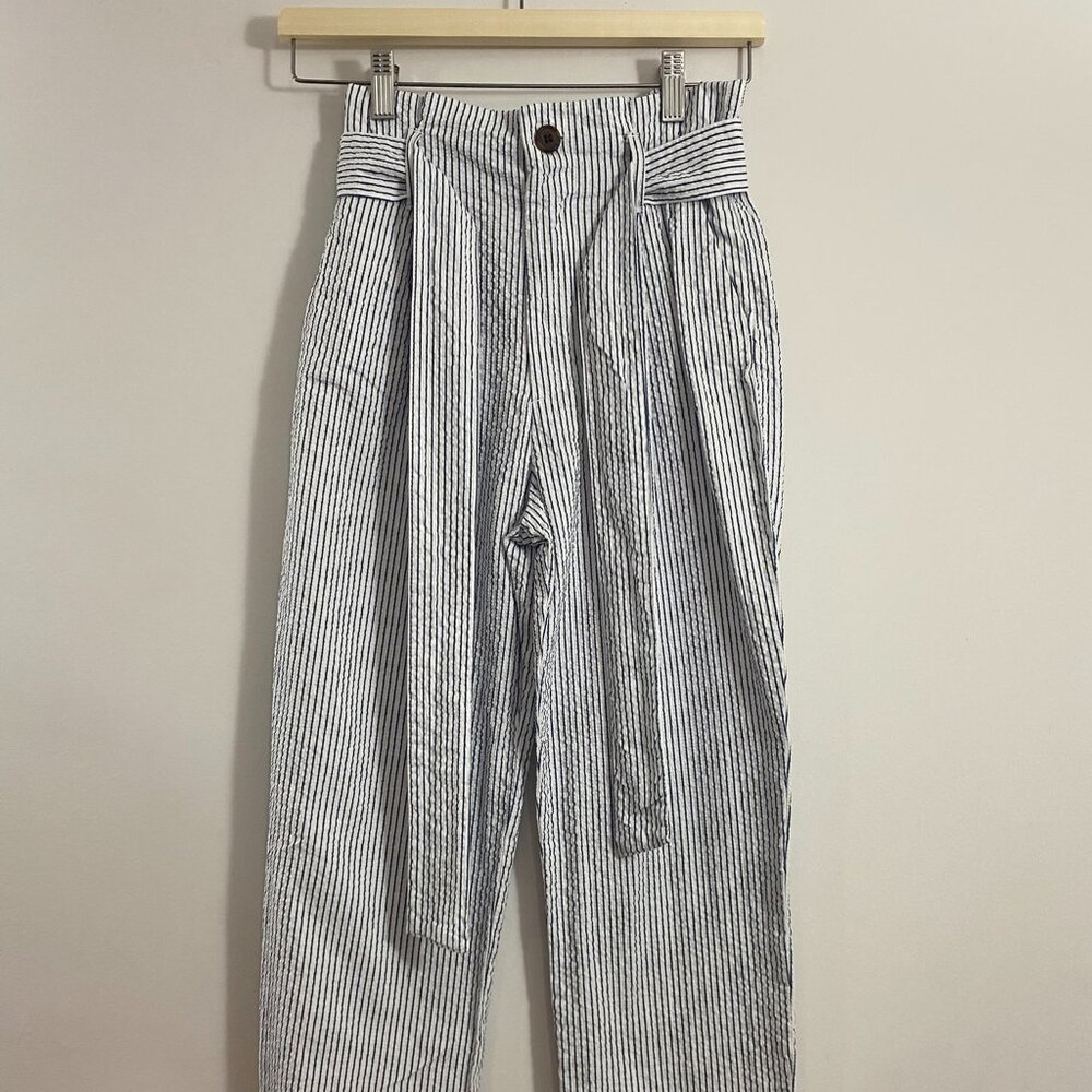 H&M Seersucker Pinstripe Crop Pant, S